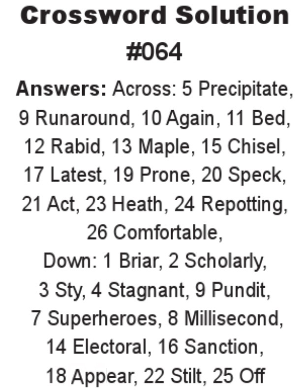 Crossword Solution June July 2026